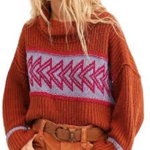 Free People Sweaters - Free People Greater Than Cowl Sweater oversized color block XS